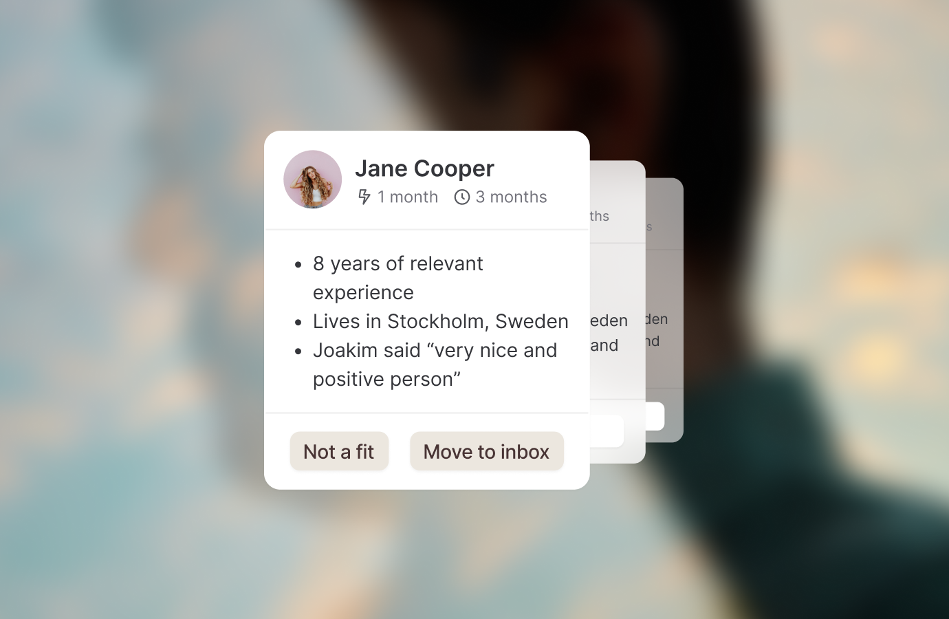 Teamtailor AI Co-pilot candidate card